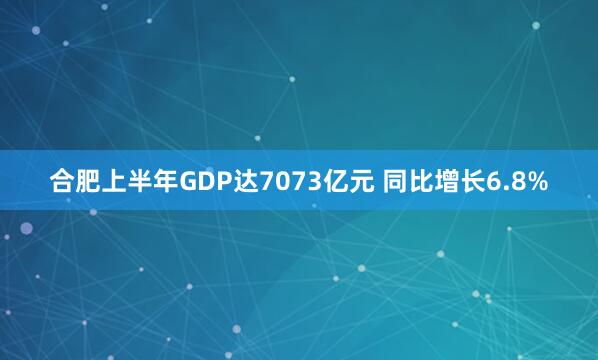 合肥上半年GDP达7073亿元 同比增长6.8%