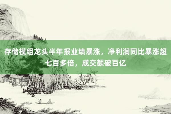 存储模组龙头半年报业绩暴涨，净利润同比暴涨超七百多倍，成交额破百亿