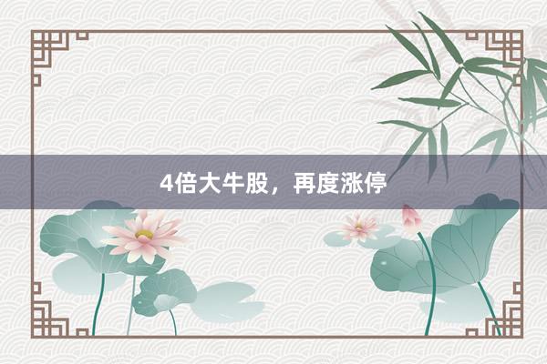 4倍大牛股，再度涨停