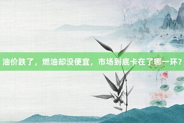 油价跌了，燃油却没便宜，市场到底卡在了哪一环？
