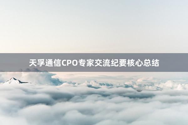 天孚通信CPO专家交流纪要核心总结