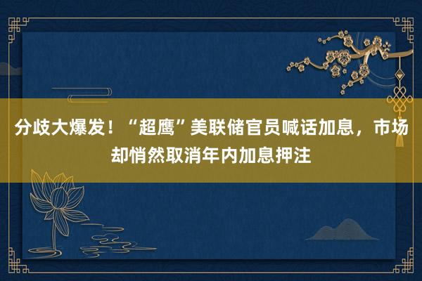 分歧大爆发！“超鹰”美联储官员喊话加息，市场却悄然取消年内加息押注