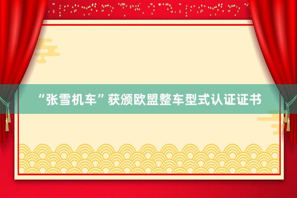 “张雪机车”获颁欧盟整车型式认证证书