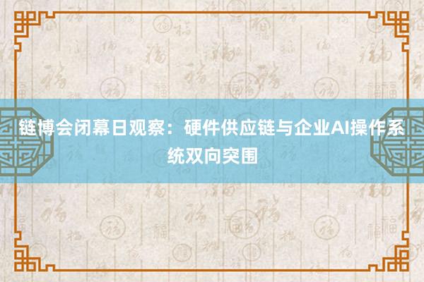 链博会闭幕日观察：硬件供应链与企业AI操作系统双向突围