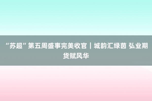 “苏超”第五周盛事完美收官｜城韵汇绿茵 弘业期货赋风华