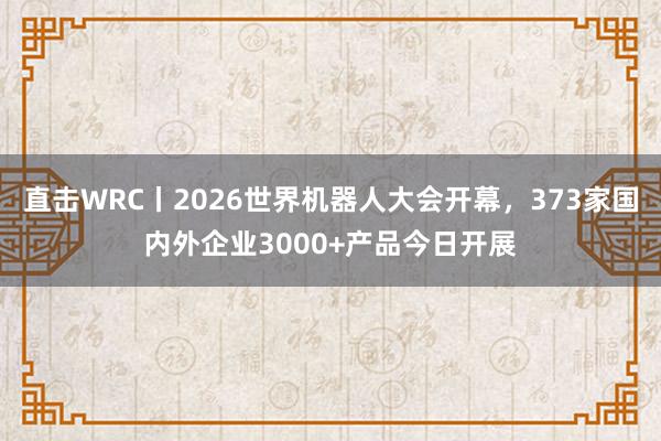 直击WRC丨2026世界机器人大会开幕，373家国内外企业3000+产品今日开展