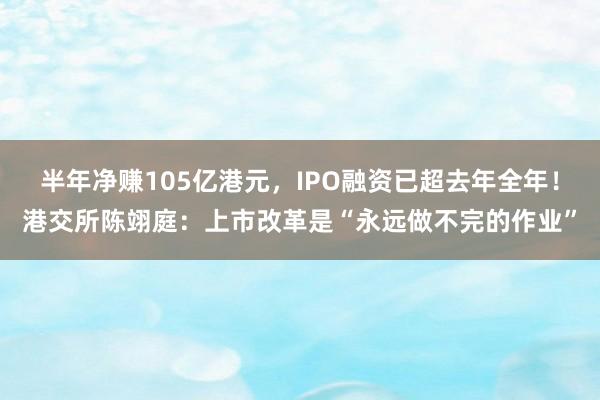 半年净赚105亿港元，IPO融资已超去年全年！港交所陈翊庭：上市改革是“永远做不完的作业”