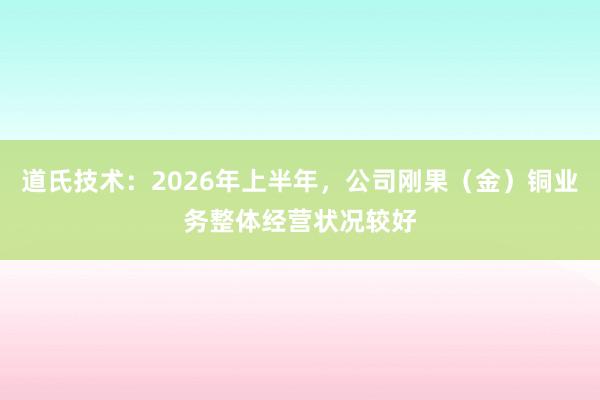 道氏技术:2026年上半年,公司刚果(金)铜业务整体经营状况较好