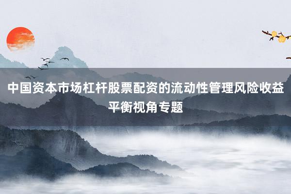 中国资本市场杠杆股票配资的流动性管理风险收益平衡视角专题