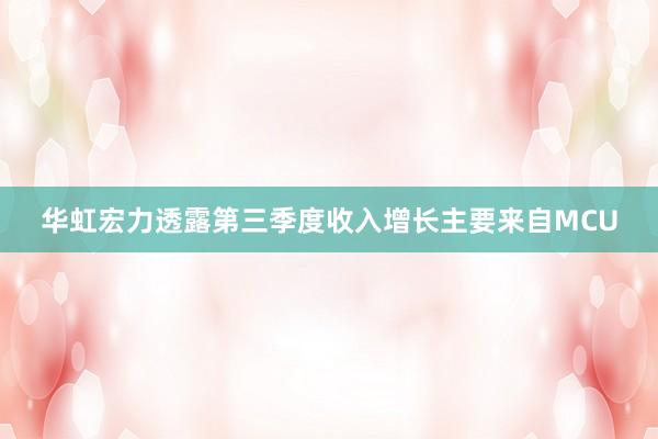 华虹宏力透露第三季度收入增长主要来自MCU