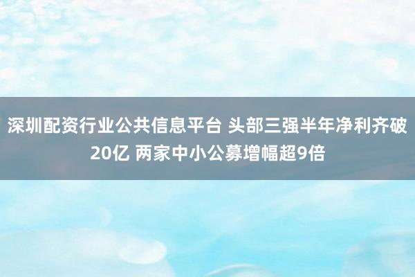 深圳配资行业公共信息平台 头部三强半年净利齐破20亿 两家中小公募增幅超9倍