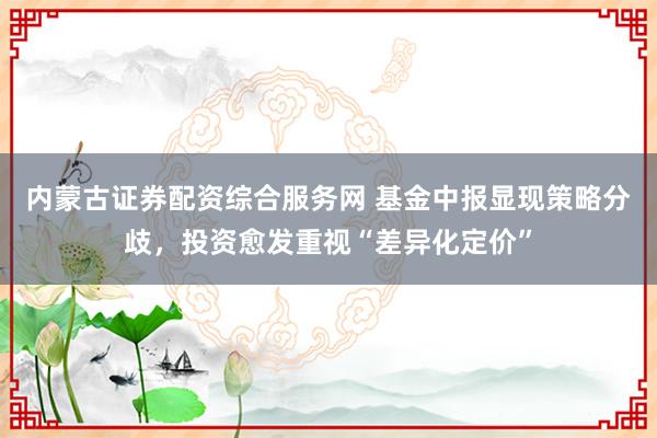 内蒙古证券配资综合服务网 基金中报显现策略分歧，投资愈发重视“差异化定价”