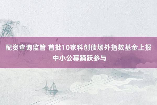 配资查询监管 首批10家科创债场外指数基金上报 中小公募踊跃参与