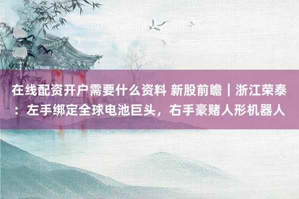 在线配资开户需要什么资料 新股前瞻｜浙江荣泰：左手绑定全球电池巨头，右手豪赌人形机器人