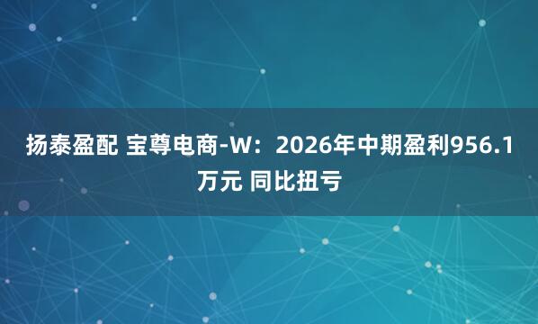扬泰盈配 宝尊电商-W：2026年中期盈利956.1万元 同比扭亏