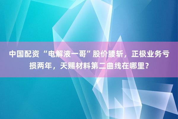 中国配资 “电解液一哥”股价腰斩，正极业务亏损两年，天赐材料第二曲线在哪里？