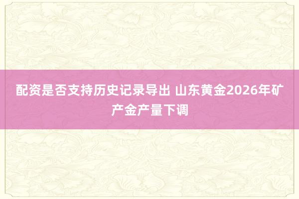 配资是否支持历史记录导出 山东黄金2026年矿产金产量下调