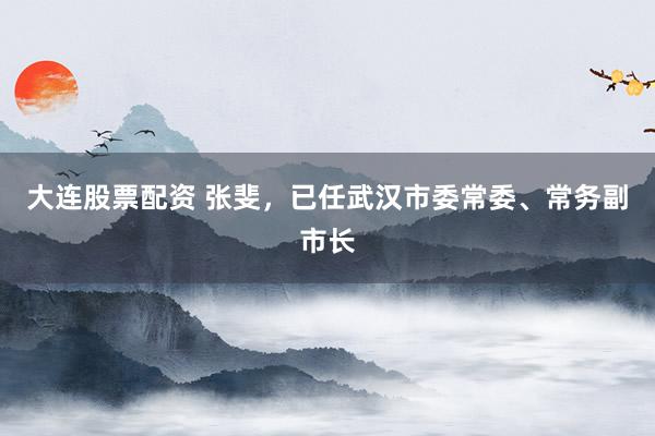大连股票配资 张斐，已任武汉市委常委、常务副市长
