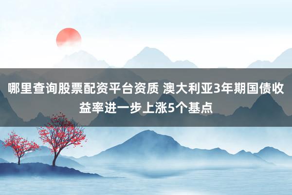 哪里查询股票配资平台资质 澳大利亚3年期国债收益率进一步上涨5个基点